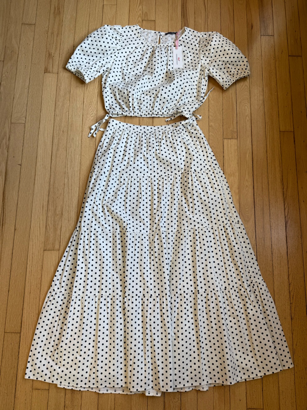 Vineyard Vines White Maxi Skirt with Black Polka Dots